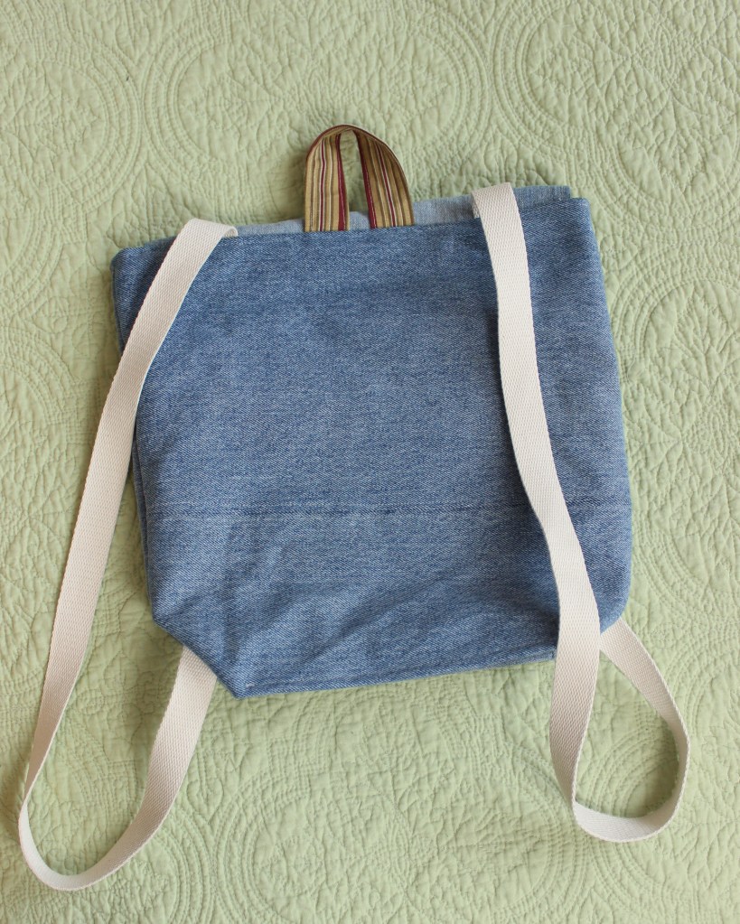 A handmade denim bag